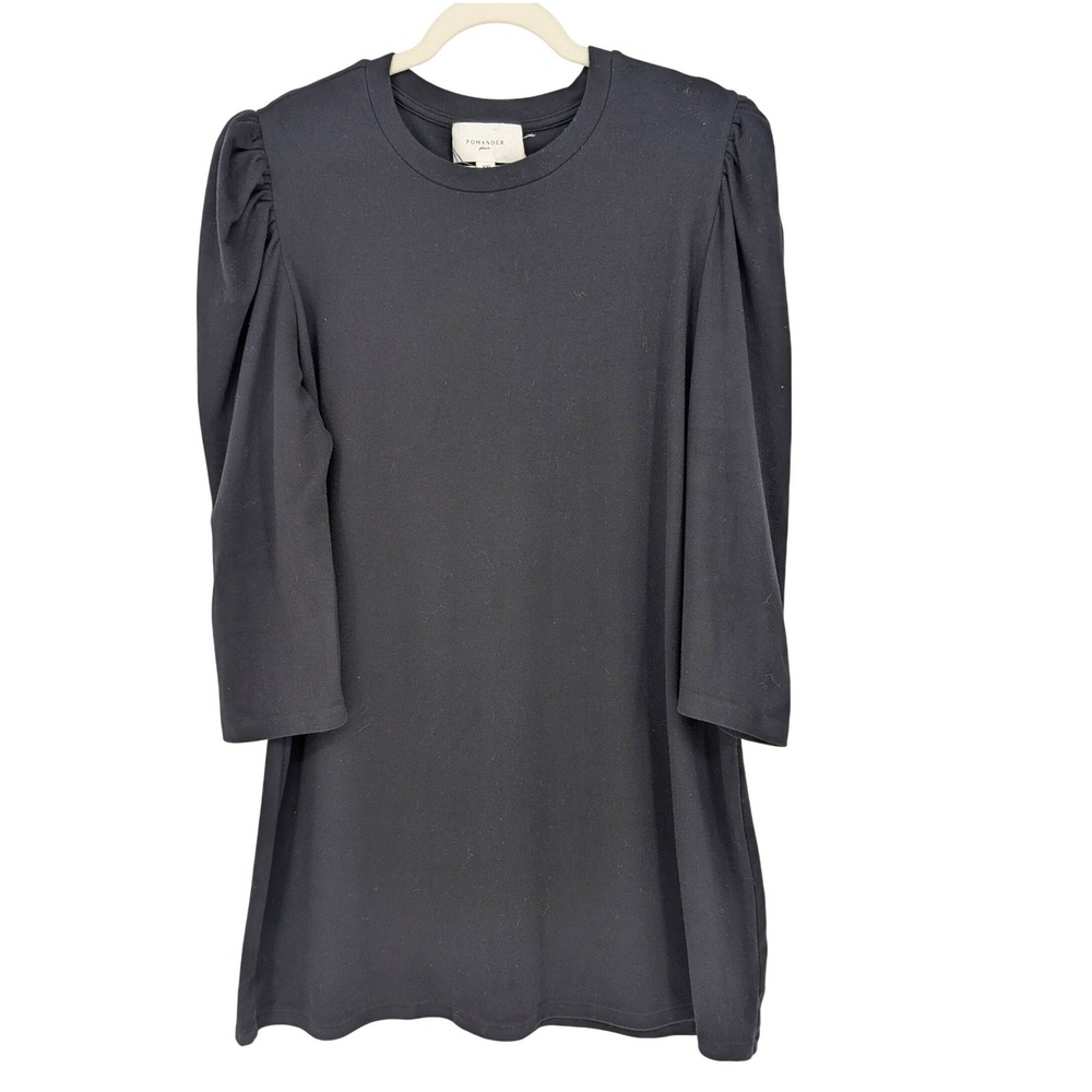Pomander Place Vesty Dress Women XXL Black Puff‎ Sleeve Mini Cotton Stretch LBD